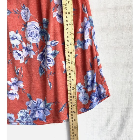 143 Story By Line Up Womens Blouse Top Red Floral Off The Shoulder Size Large - Picture 6 of 7